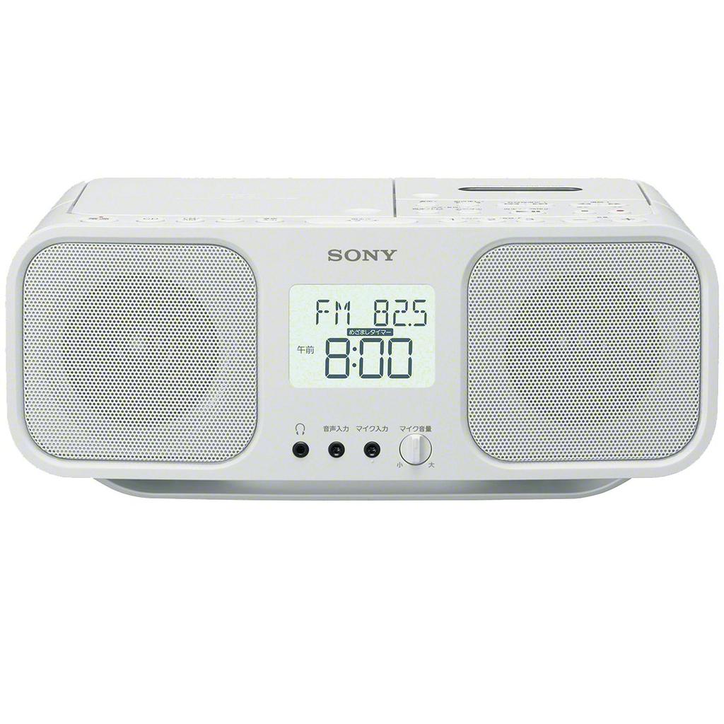 Sony Инфракрасный CD-радиокассетный магнитофон FM с большой батареей, белый W CFD-S401, совместимый с FM/AM/Wide, ЖК-дисплеем/функцией караоке, управляемый, CFD-S401