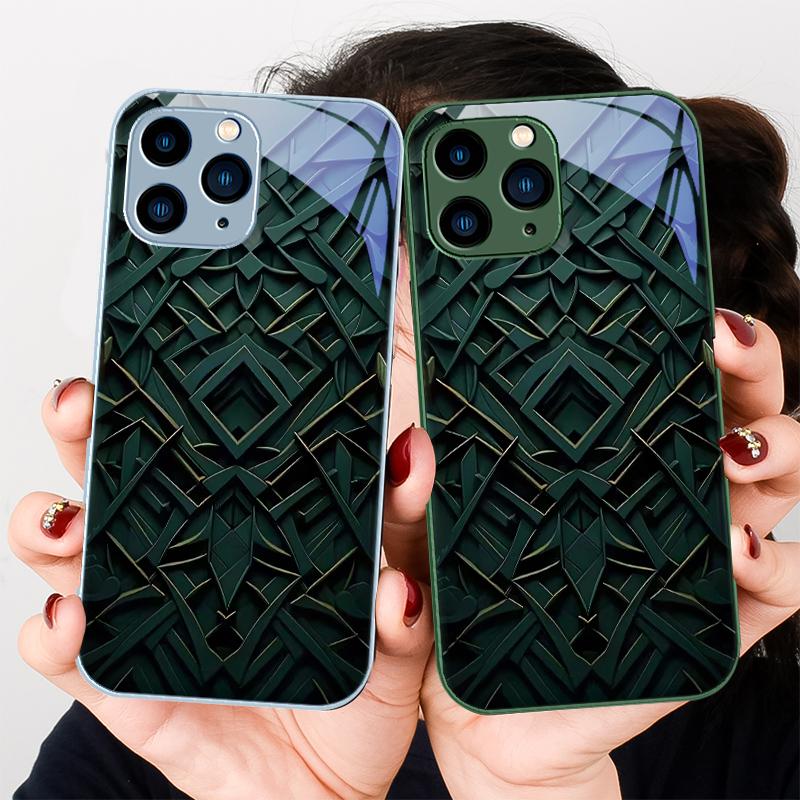 Honeycomb filter bronze purple For Iphone 16 Plus 15 14 13 12 Mini 11 Pro Max X XS XR 7 8 Plus 2022 Tempered Glass Phone Case