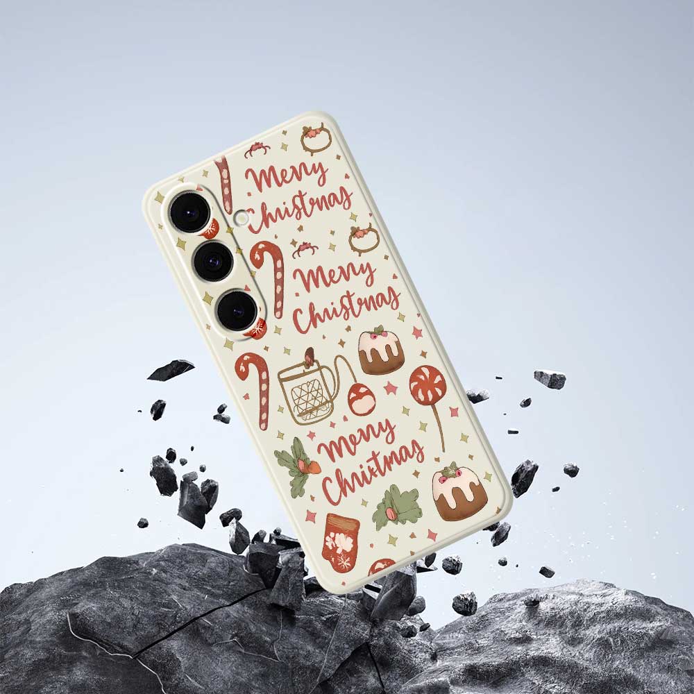 For Samsung Galaxy S25+ Case Merry Christmas Pattern Printing Straight Edge TPU Phone Back Cover