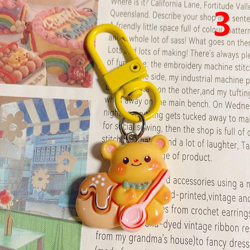 Милый брелок для ключей в виде медведя из смолы, кулон на сумку, брелок с изображением мультфильма, ювелирные изделия для женщин, рюкзак, подвески, аксессуары для декора