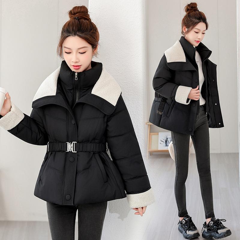 Versatile cotton clothes women's short winter fashion sense super good-looking small waist versatile and thin thickened coat