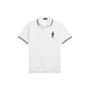 Polo Color Block Striped Logo Вышитый повседневный короткий рукав поло рубашка мужская белая MNPOKNI1N822440-100