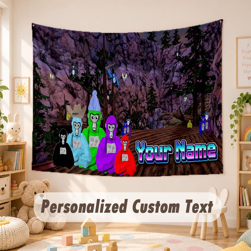 Custom Name Text Tapestry,Gorilla Tag Boho Wall Hanging, Decorative Backdrop Tapestry For Room