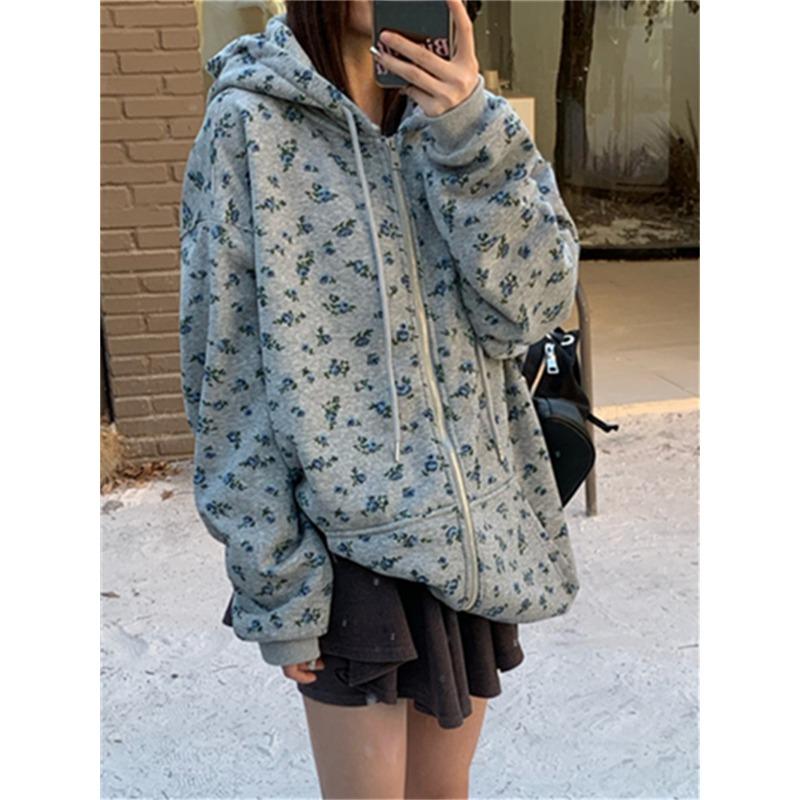 Серые печатные пальто женские с капюшоном зимние плюшевые повседневные универсальные офисные женские печатные элегантные повседневные свободные модные новые