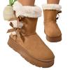 Fashion Flats Platform Snow Woman Ankle Boots Fur Bow Casual Warm Walking Shoes Women 2024 Trend Fashion Goth Boots Cozy Zapatos Femme