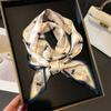 Women Luxury Design Silk Scarf Satin Hair Hairband Tie Neck Scarf Narrow Slanted Ribbon Neckerchief For Wedding Occupation
