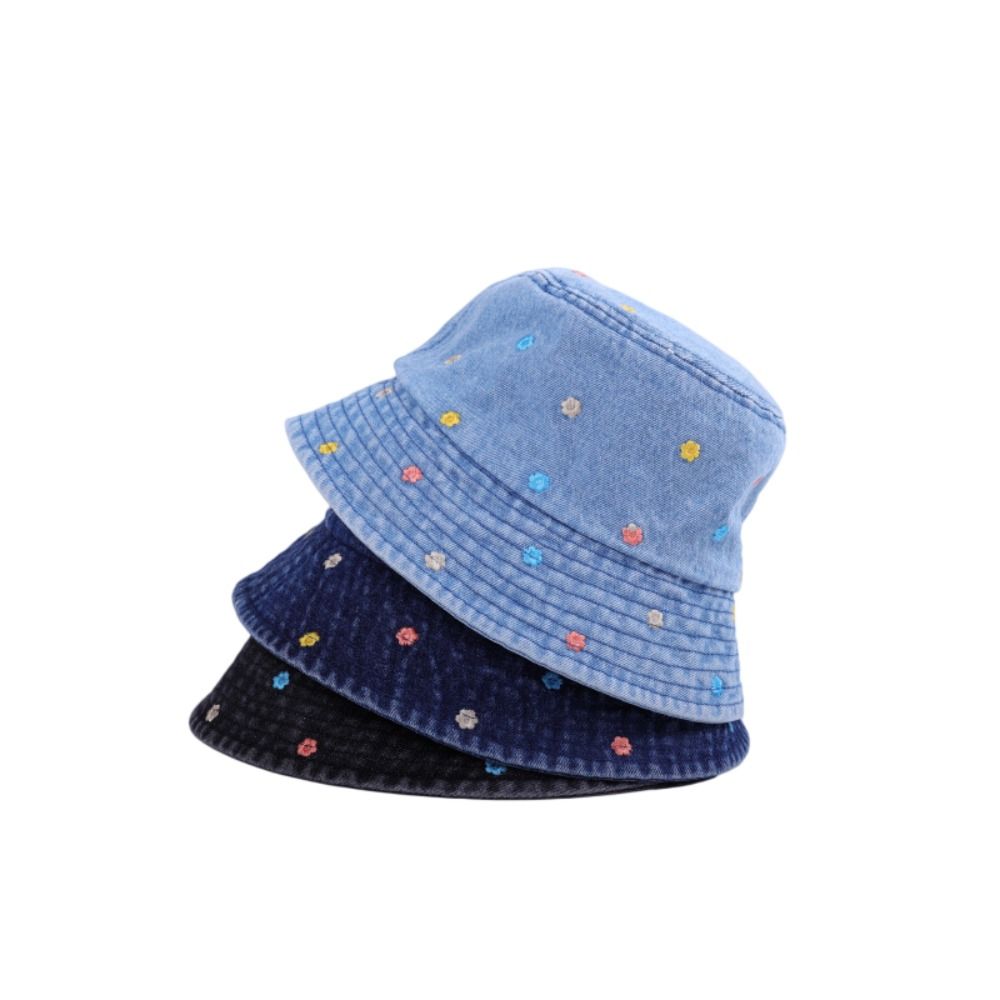 Retro Flower Embroidery Cowboy Hat Windproof Big Brim Sun Hat INS Sun Cap Autumn