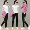 Women's Fashion Cotton Elastic Sportswear Set - Sweatshirt, Trousers, T-Shirt for Spring/Autumn Casual & Dance Wear