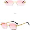 Women's Glasses Men Sun-Proof UV Protection Fashion Personality Retro Hip Hop Driving Commuter Street Shooting Snake Rimless Sunglasses
