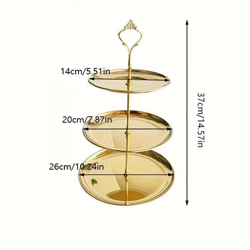 2/3Tier Stainless Steel Cake Stand Holder Fruit Tray Restaurant Detachable Dessert Rack Gold Silver Fruit Plate Snack Candy Tray