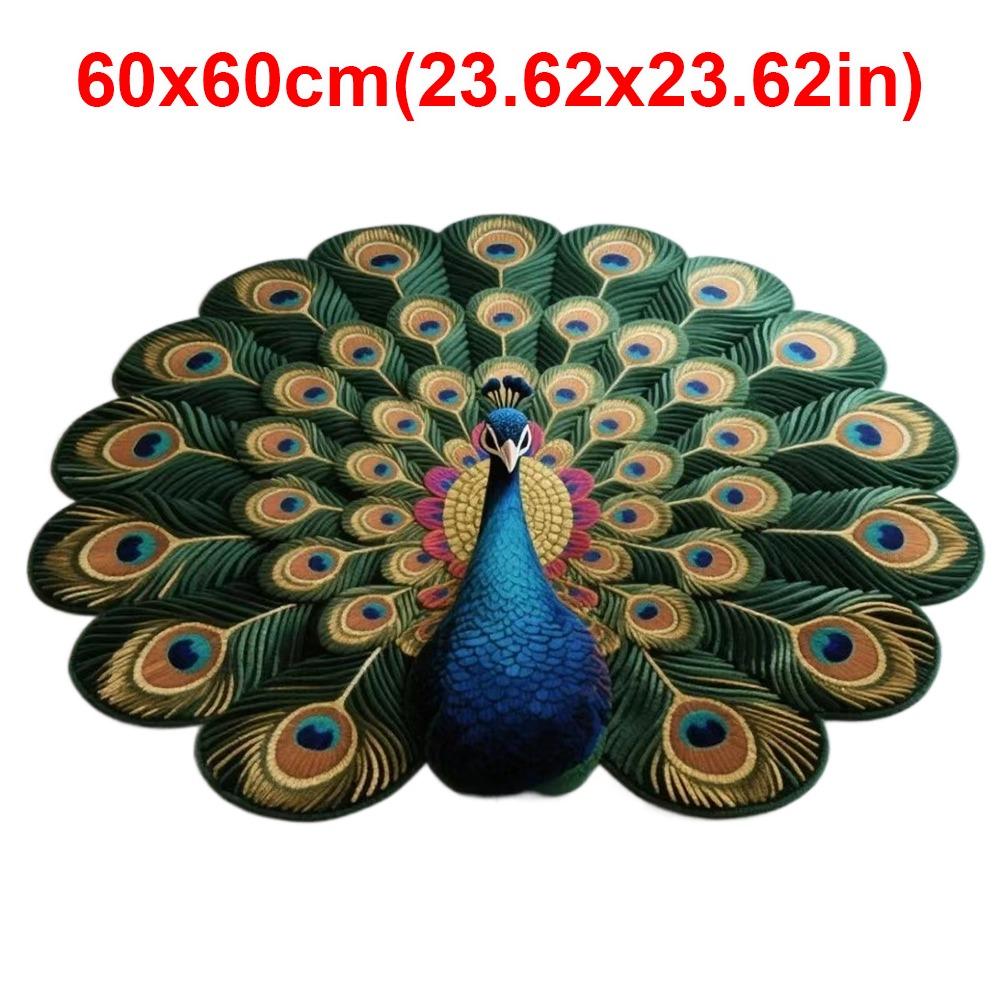 Soft Peacock Mat Special-shaped Door Gasket Bathroom Floor Mat for Living Room Tea Table Bedside