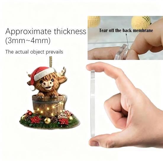 Адвент-календарь с шотландской коровой 2025 24 дня Календарь обратного отсчета до Рождества с украшениями в виде шотландской коровы для рождественской елки, домашнего декора