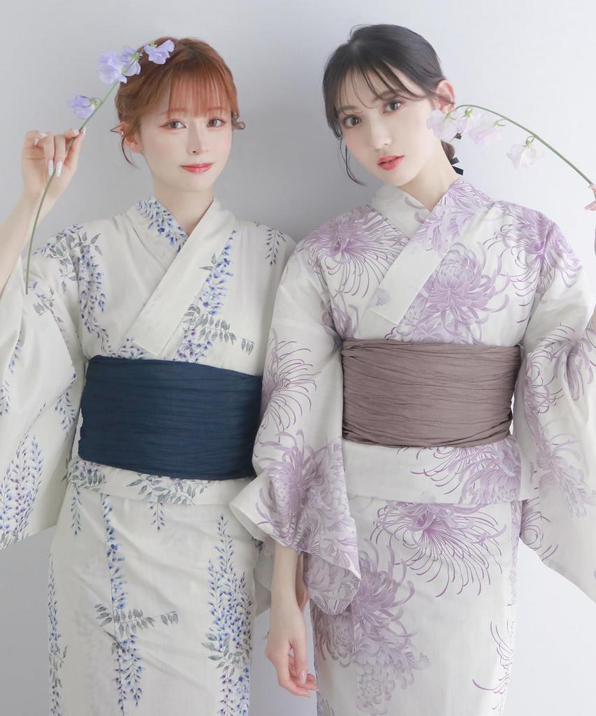 Комплект для смены юката Heiko E Kyoto, один размер [KYOETSU], плетение, неотбеленный, 2 предмета (юката, оби), Женский (2. Шигуре, большинство)