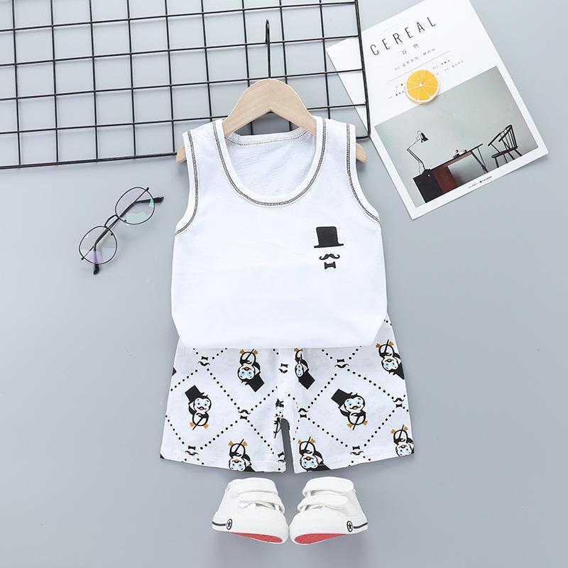 Children's Vest Set Pure Cotton Summer Boys' Sleeveless Shorts Girls' Suspenders Children's Two-piece Set