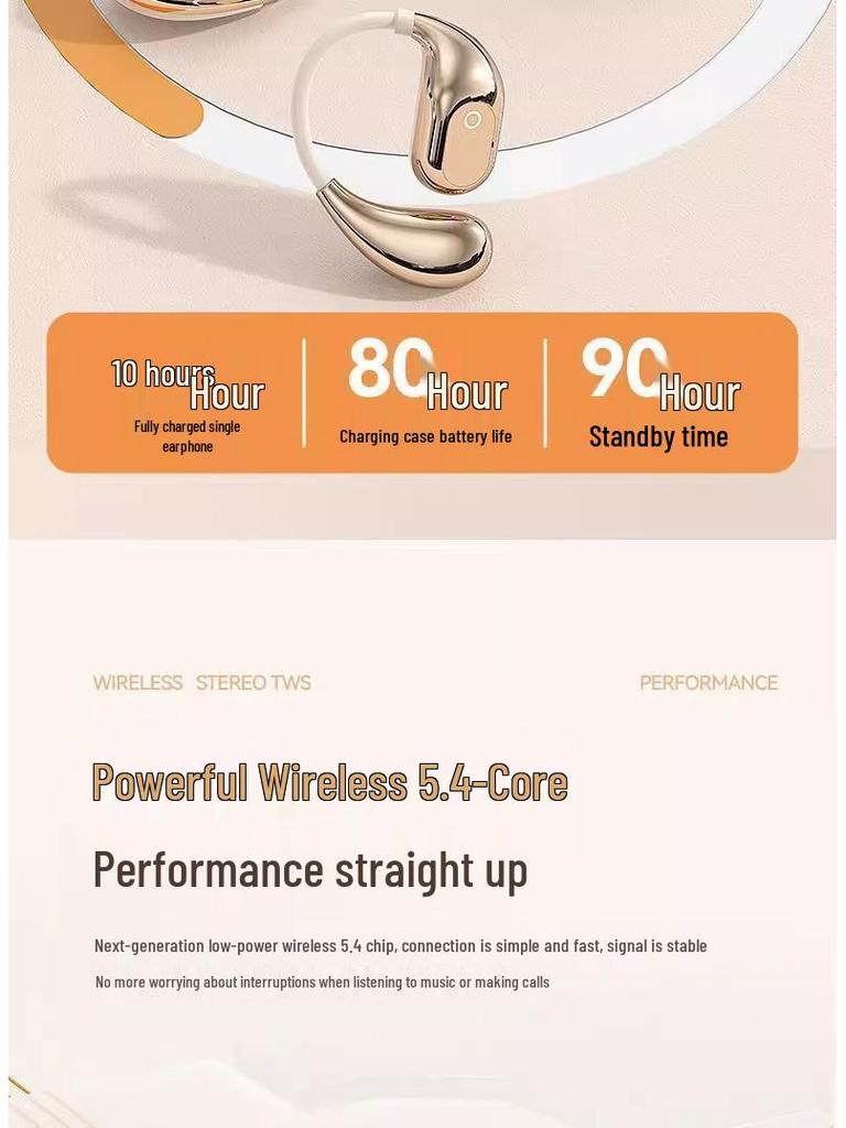 OWS Регулируемые True Wireless Открытые Bluetooth-наушники для спорта с долгим временем работы от аккумулятора