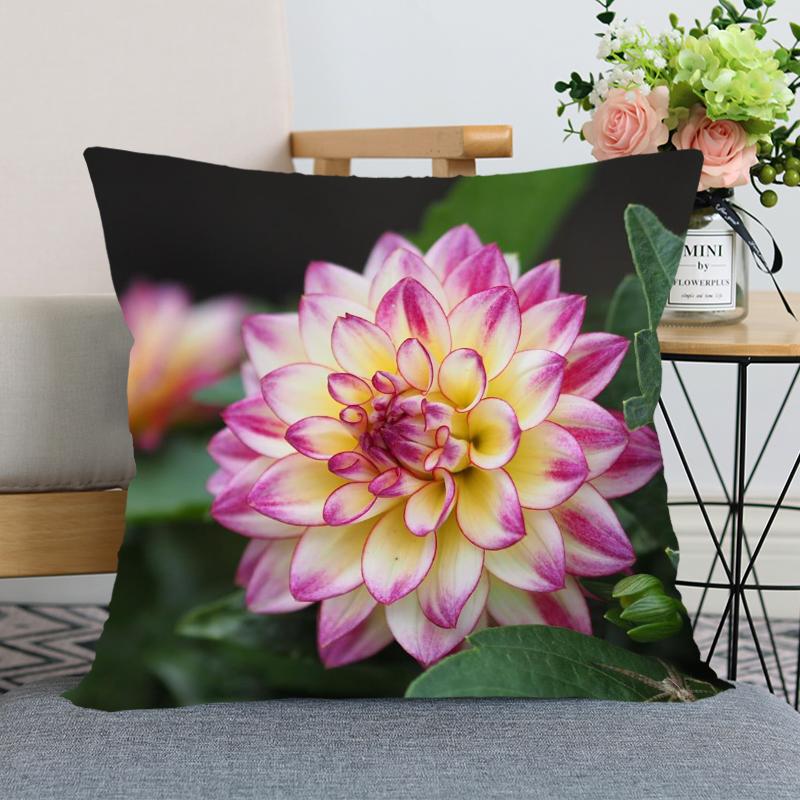 Наволочка с цветком георгина, декоративная наволочка для спальни, домашнего офиса, квадратная наволочка, мягкая