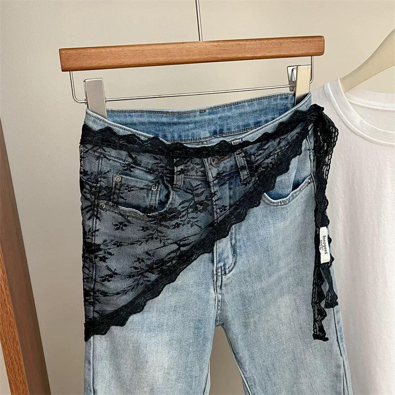 Корейская кружевная вышитая поясная повязка юбка из тюля с многослойным шарфом-аксессуаром