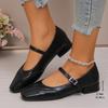Autumn New One-word Buckle Shallow Single Shoes Women's Casual Square Head Flat Bottom Low Heel Mary Jane Women's Shoes