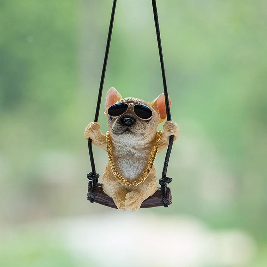 Зеркало для комнаты, аксессуары, украшения, автомобильные аксессуары, автомобиль, стильная статуэтка французского бульдога из смолы, подвеска для автомобиля, милый качающийся автомобиль, подвесной кулон для автомобиля