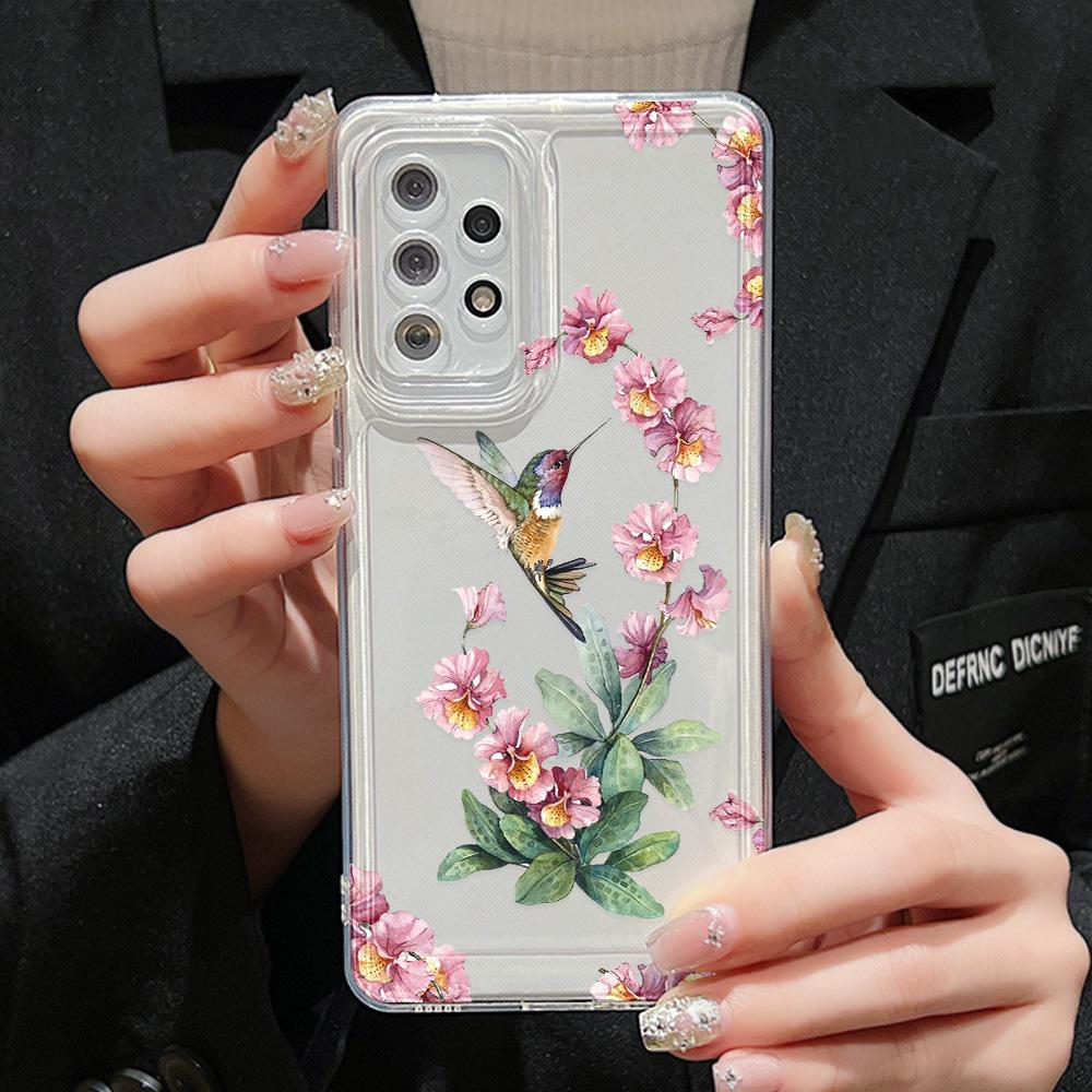 Прозрачный чехол с цветами для Samsung S24 Ultra S23 S22 S21 S20 FE S10 Plus A55 A54 5G A53 A52S 5G A33 A13 A34 A35 Мягкий силиконовый чехол
