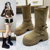 British Style Platform Heightening Martin Boots Women's New Small Slim Medium Tube Knight Short Boots In Autumn and Winter 2025