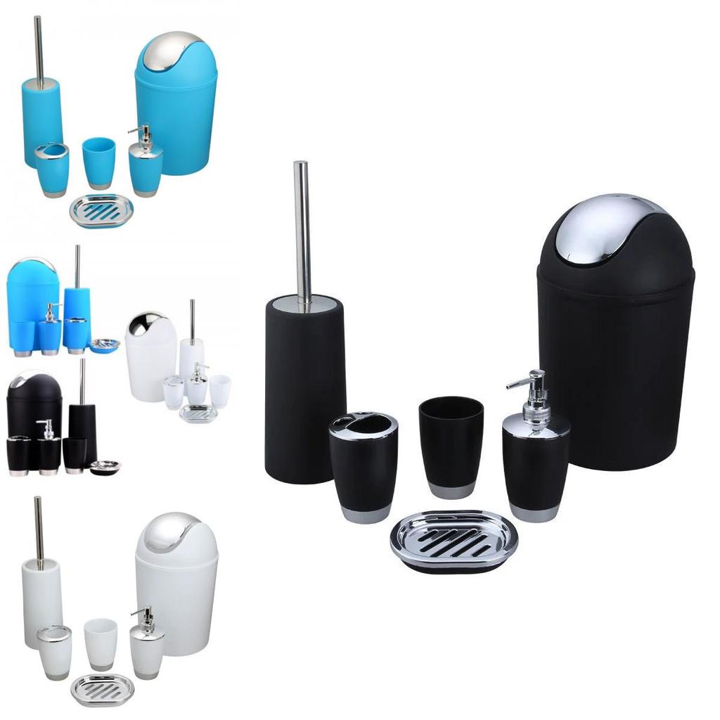Аксессуары для ванной комнаты Набор из шести предметов из пластика для ванной комнаты с подставкой для зубных щеток и местом для хранения для подарка и офиса