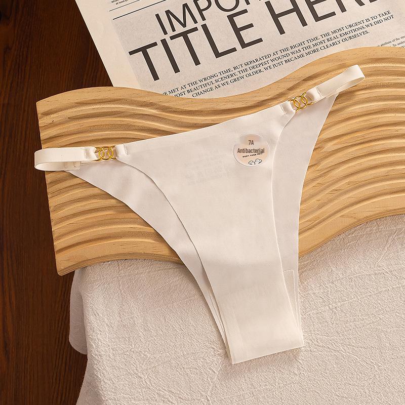 "Ice Silk Seamless Thong Underwear for Women - Pure Cotton, Anti-Low Waist, Large Size"