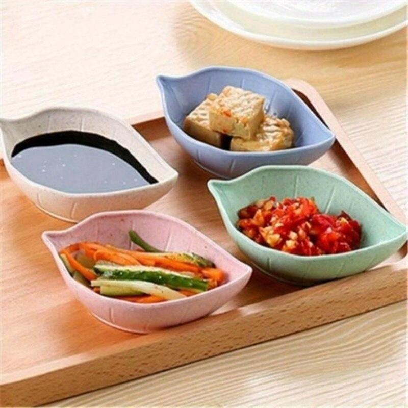 2Pcs Food Snack Dish Plastic Leaf Shaped Plate Food Dish
