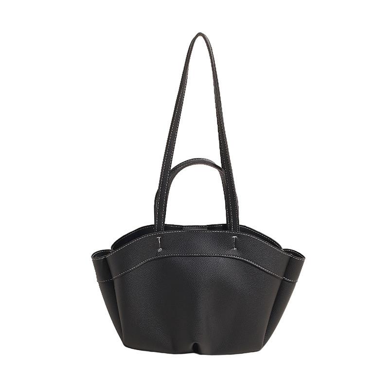 Solid Color Simple Pu Leather Women Casual Tote Bag For Daily And Commuting