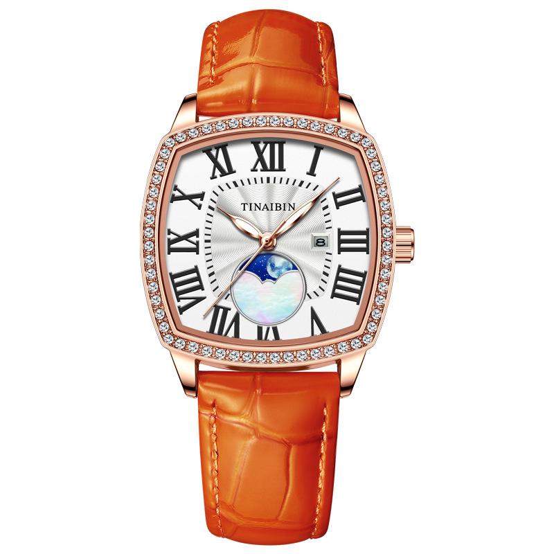 Ladies' Light Luxury Diamond Inlaid Quartz Watch, Luminous Waterproof, Ladies' Simple Temperament, Fashionable Wristwatch