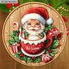 Christmas Hot Cocoa Wooden Sign with Santa Claus Pattern - Navidad Welcome Sign for Front Door, Wall Hanging Decor - Ideal Christmas Ornament