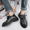 Men Sneakers British Style Leather Shoes for Men Thick Bottom Design Platform Black Lace Up Casual Loafer Shoe