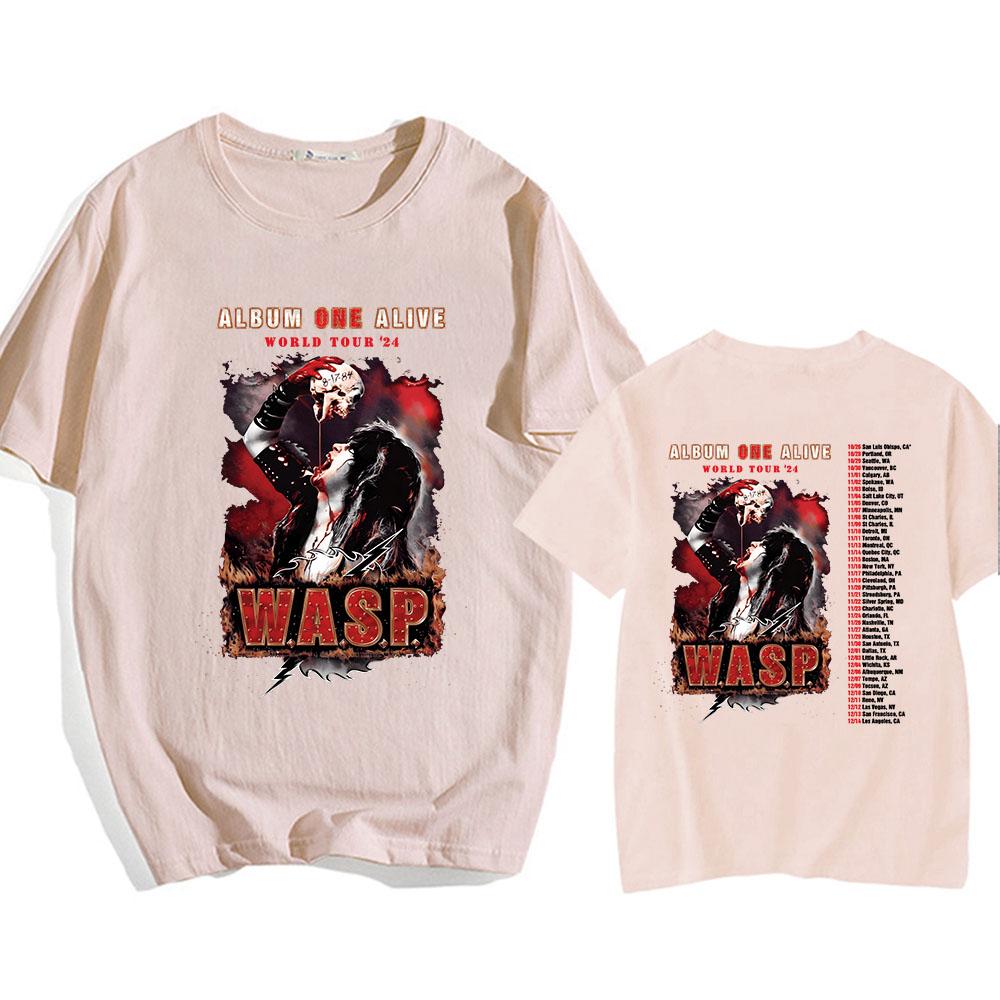 Альбом One Alive World Tour '24 Футболки WASP Nation Хип-хоп мода Мужская футболка Футболки Короткий рукав Круглый вырез Унисекс Уличная одежда