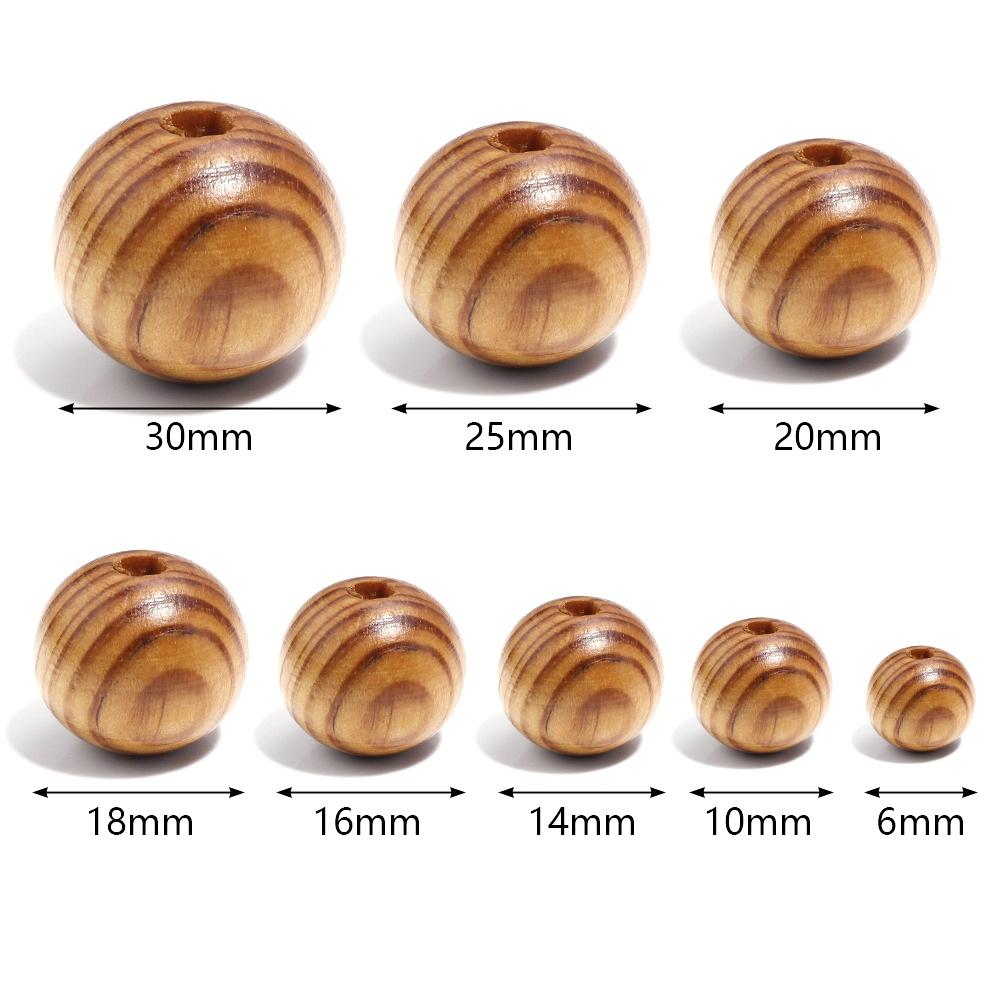 Круглые бусины из туи с деревянными полосками, экологически чистые, деревянные разделительные бусины для изготовления ювелирных изделий, аксессуары для DIY, 6-30 мм