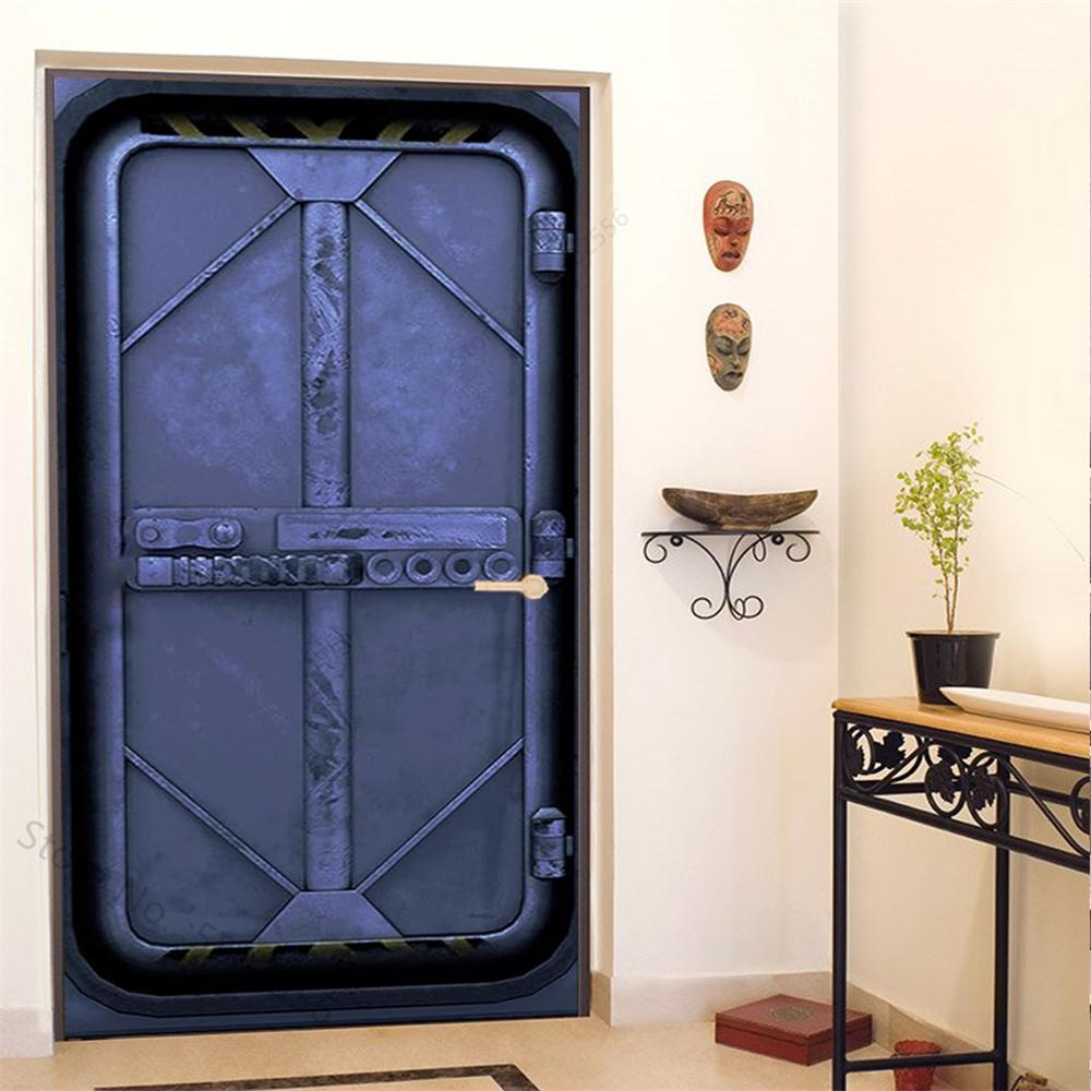 PVC Self-Adhesive Waterproof Door Sticker Modern Simulation Door Mural Wallpaper Living Room Study Home Decor Art Door Poster