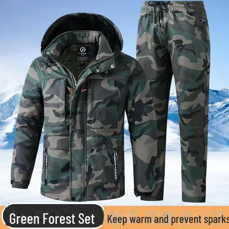 Утепленный камуфляжный рабочий костюм – прочный, морозостойкий, теплый из хлопка для осени/зимы