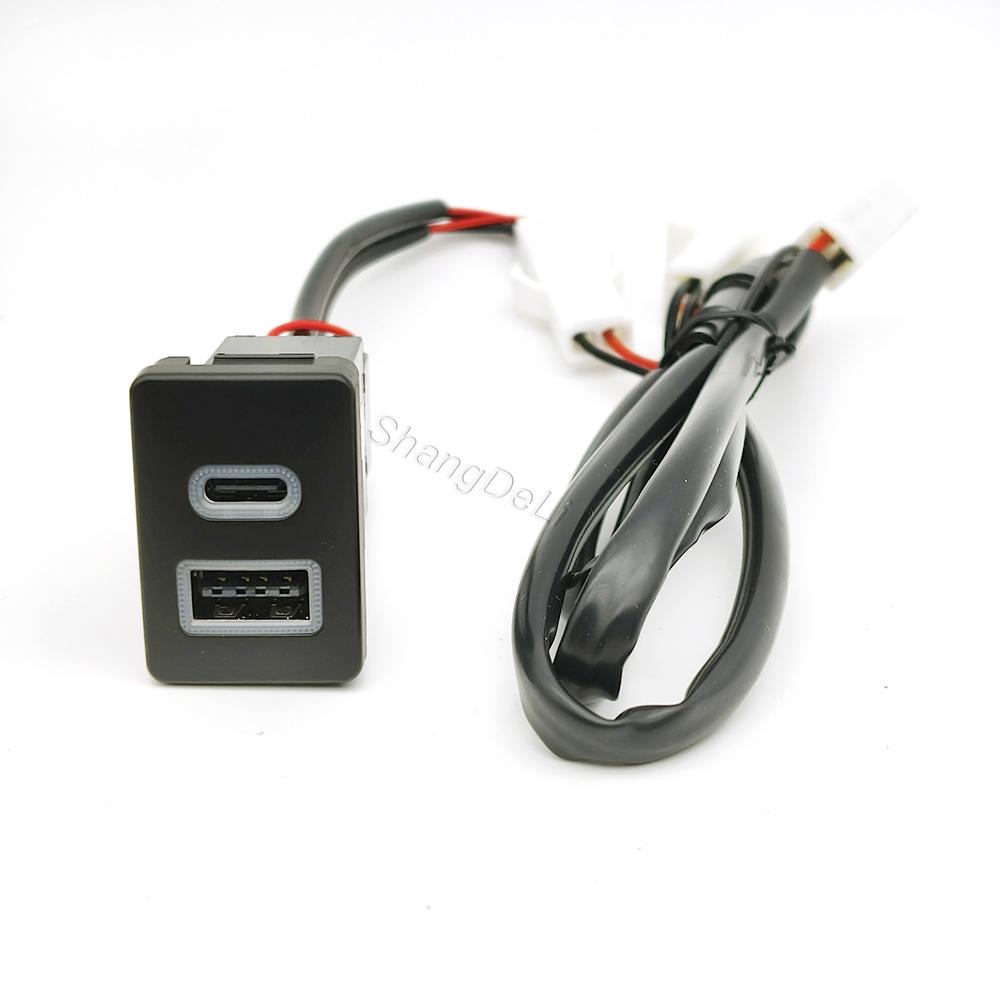 1 шт. Автомобильная двойная розетка-зарядное устройство QC3.0 USB Type-C PD Выход для зарядки Адаптер питания Телефон Для Toyota LC120 Prado