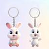 Charming Double-Sided White Rabbit Acrylic Flat 2D Keychain - Perfect for Car Keys and Backpack Decorative Pendant Gifts