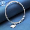 925 Sterling Silver Three Ring Smooth Heart Shaped Bracelet Fashion Jewelry