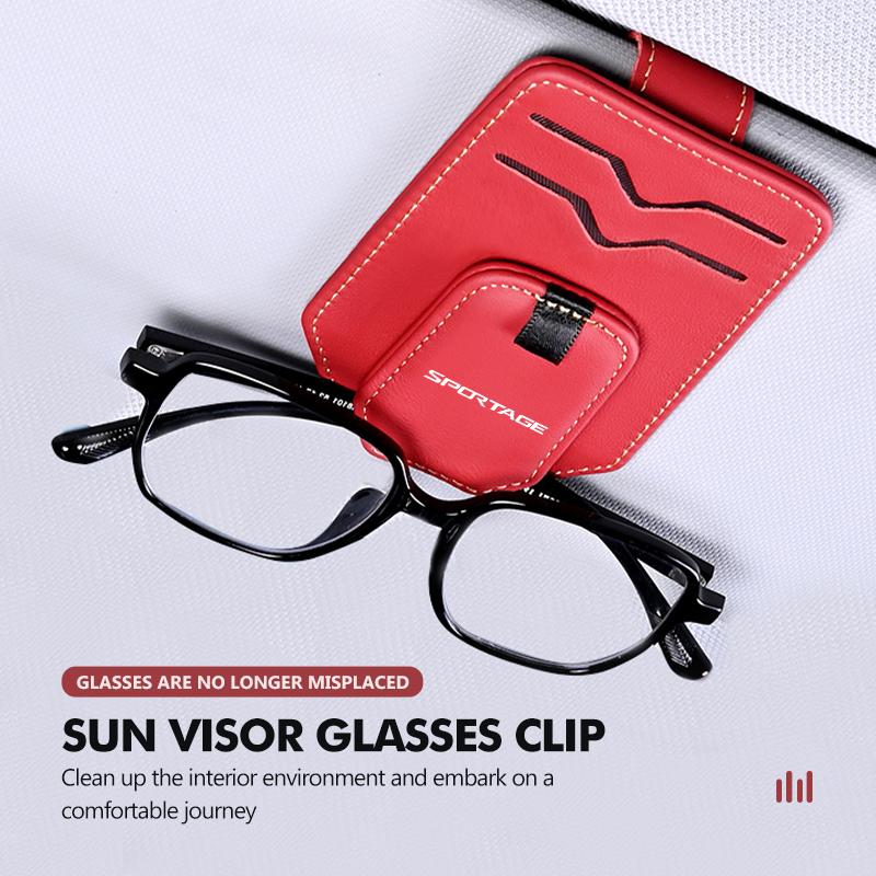 TQCX7 Car Sunglasses Holder Sun Visor Glasses Clip Eyeglasses Hanger Ticket Card Clip For KIA Sportage Rio K5 K2 Optima Cerato Proceed