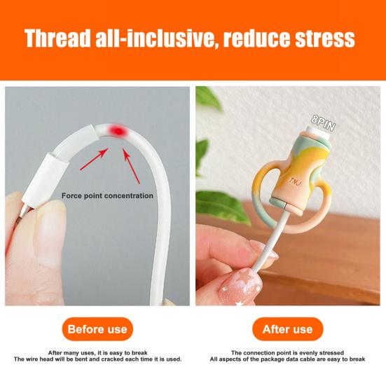 Защитный чехол для кабеля зарядного устройства Yousheng, силиконовый, с мультяшным дизайном, устойчивый к поломкам, износостойкий протектор для кабелей передачи данных