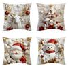 Santa Christmas Snowman Tree Deer Cartoon Pillow Cover Pillowcase For Home Decor
