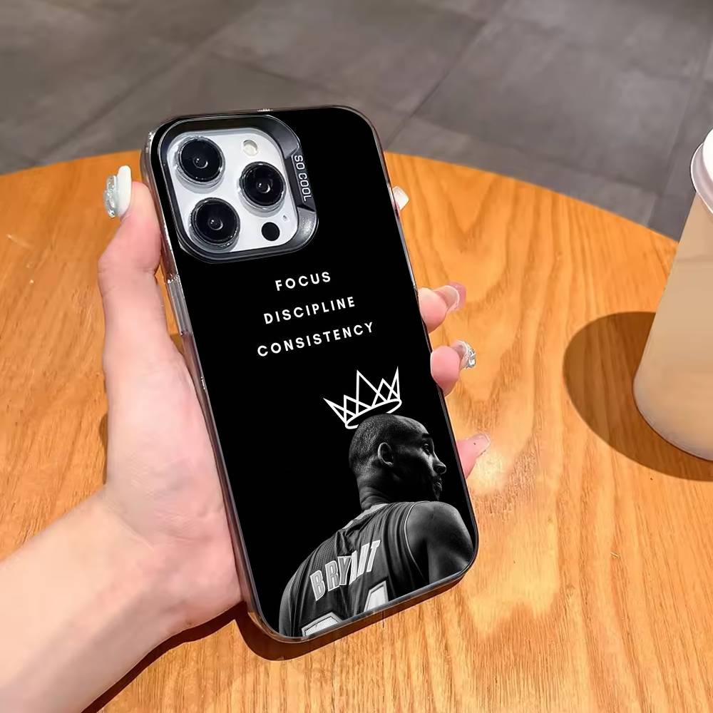 K-Kobe B-Bryant 24 Чехол для телефона для iPhone17,16,15,14,13,12,11,Pro,MAX Серый Матовый Силиконовый Черный Чехол