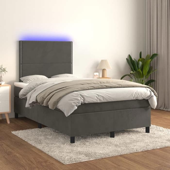 Maison Exclusive - Sommier à lattes de lit matelas et LED Gris foncé 120x200 cm