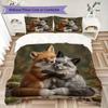 Romantic Real Fox Pattern Bedding uilt Set uilt Cover Pillowcase Home Decoration Birthday Gift (1 * duvet cover + 2 * pillowcase without core)