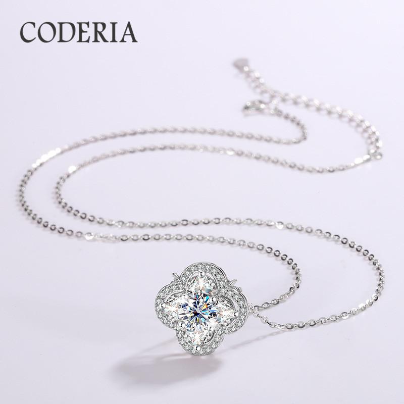 Fashion luxury Moissanite four-leaf clover necklace Women's birthday gift 925 silver diamond necklace Luxury jewelry
