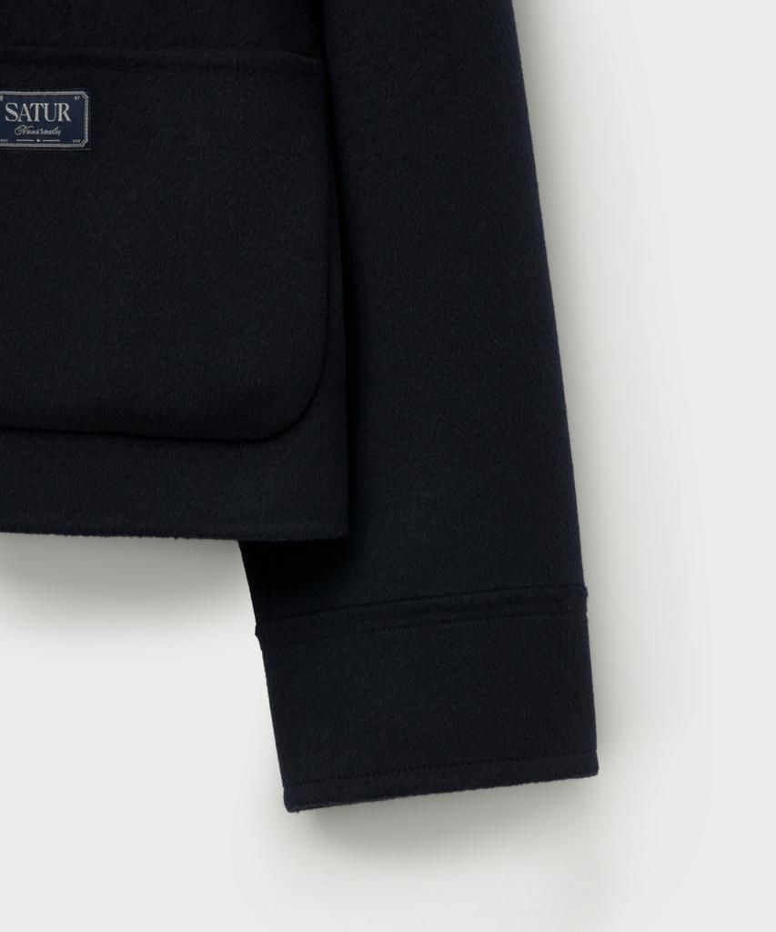 Satur (W) Shearling Collar Wool Blend Jacket Navy