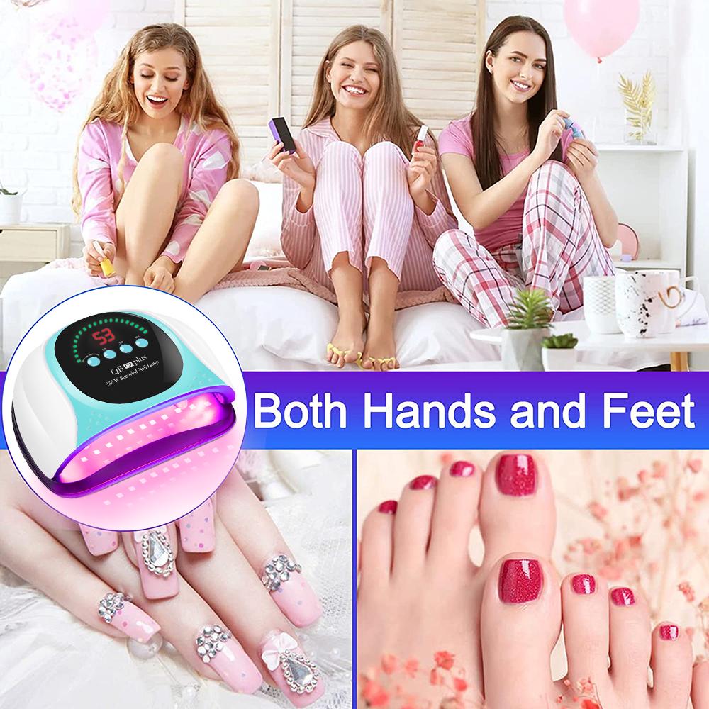 256 Вт УФ-светодиодная лампа красного света для ногтей для гель-лака для ногтей с 57 ламповыми бусинами, автоматический датчик и 4 таймера, профессиональная светодиодная сушилка для ногтей