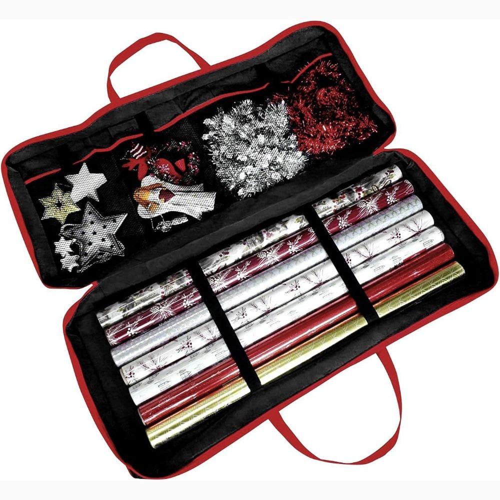 Large Capacity Christmas Wrapping Paper Storage Bag Non-woven Fabric Dustproof Household Storage Bags Reusable Multipurpose