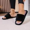 Милые классические женские тапочки Повседневные плоские на низком каблуке Базовая обувь Женские Однотонные Меховые Короткий плюш На шлепанцах Зимние шлепанцы Большой размер